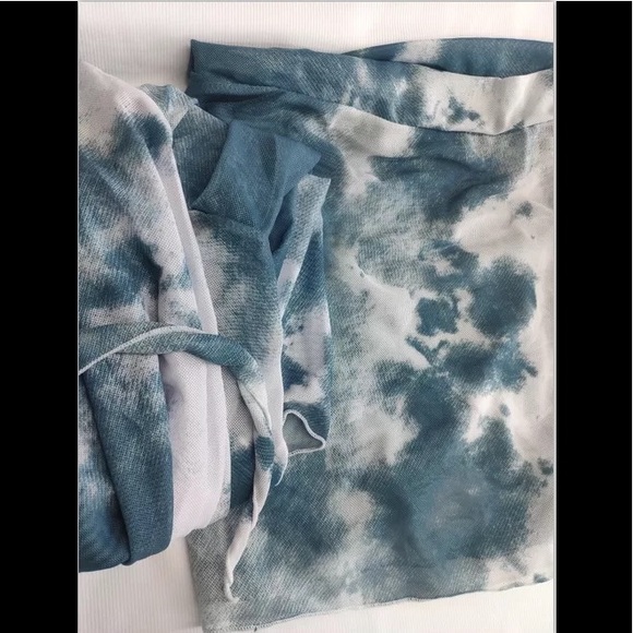 Baby Blue Boho Beachy Tie Dye 4 Piece Bikini Set - Picture 6 of 7